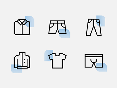 Icon design for fashion brand apparel custom icons fashion freelance designer graphic designer icon design icon designer icon set iconography jacket line icons outline icons pants shirt shorts