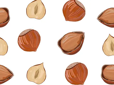 Colorful hazelnut pattern design hazelnut natural nuts organic pattern seamlesspattern vector