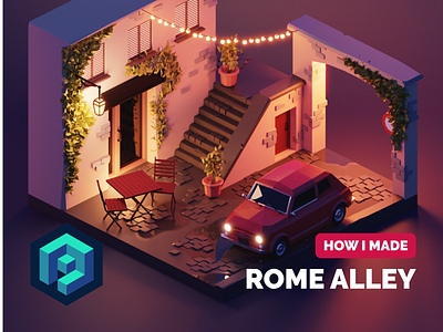 Rome Alleyway Tutorial 3d blender city diorama illustration isometric low poly lowpoly lowpolyart render rome tutorial