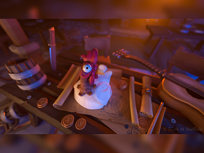 Town Musicians of Bremen 3d 3d model 3dart animals chicken colors environment environment design fantasy gameart gameasset gameready illustration light lowpoly maya modeling substancepainter tavern