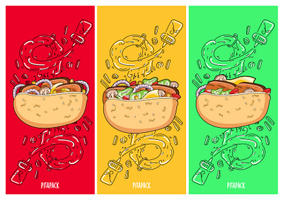 Pita Sandwich Wall Art art direction color doodle flat food illustration illustrator restaurant sandwich typography ui vector wall art web