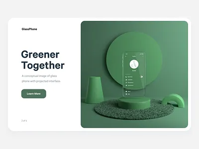 Glass Phone - Greener Together 3d branding illustration typography ui web webdesign