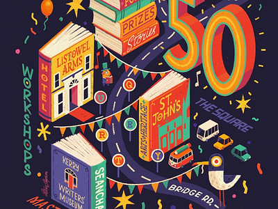 Listowel Writer’s Week books festival fun hand lettering illustration ipad pro isometric map poster procreate