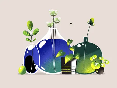 Green mood blue botanic botanicals design green grower herb illustration illustrator plant summer wase