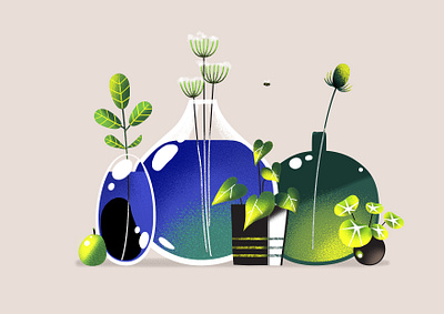 Green mood blue botanic botanicals design green grower herb illustration illustrator plant summer wase