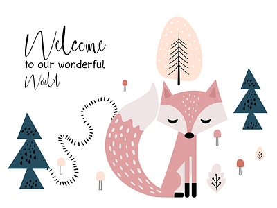 Wonderful World animal beautiful best caracter color colorful creative cute design forest fox graphic illustration palitra top vector welcome wonderful world