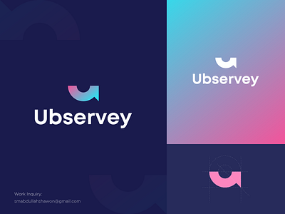 Ubservey Logo Design brand branding brandmark color design gradient identity letter logo logo design logo designer logo mark logodesign logos logotype mark monogram symbol thefalcon u logo