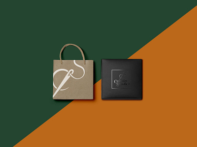 Creative Stitches Brand Identity 2d adobe illustrator branding daily design font green icon identity logo minimal mockup needle orange paper bag thread