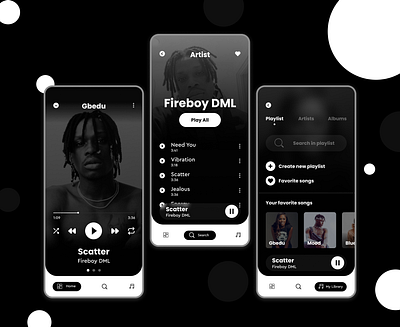 Music Player app art branding design flat minimal typography ui ux