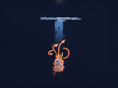 T is for... Thalassophobia terror! abyss beast brand branding creature deep design fear illustration logo mark monster ocean sea t typography vector water