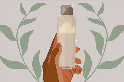 Skin care bottle care cosmetic cosmetics cream face care foliage girl hand illustration leaves skin care vector vector illustration