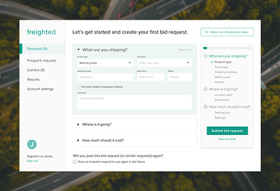 Freight Management Application design form freight steps ui ui ux design ux web app