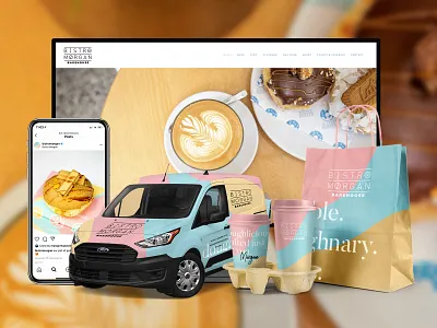 Bistro Morgan Brand Design & Graphic Design avocado bakery banana bistro blue brand design branding coffee creatibly donut donuts illustration khaki logo luscombe pink restaurant scott tan vegan