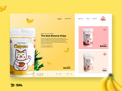 Food Order Website Design - Chipow app banana categories design flavor graphic illustration interface ui uiux webdesign yellow