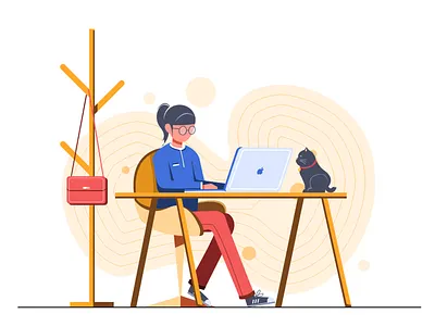 Work girl apple bag cat girl girl character girl illustration illustration photo shop work