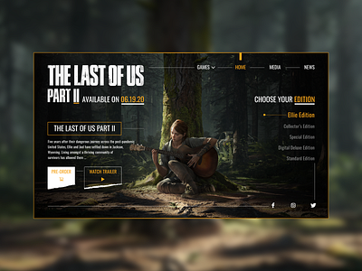 The last of us 2 Landing Page creative graphic design illustrator cc landing page landing page design ui ui design uiux ux web design website