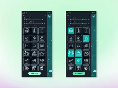DailyUI - Day 16 (Alternative Version) 016 dailyui dailyui016 dailyuichallenge design filter popup setting tour app travel app uidesign