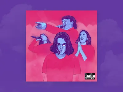 Allday Cover Art album album art blue character cover art digital illustration music portrait red stylised