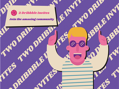 Two Dribbble Invites boy draft dribbble illustraion invitation invites invites giveaway two