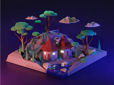 House in the woods 3d blender blender 3d blender3d