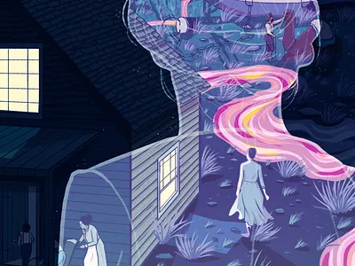 Inland camel desert dream frontier ghost house illustration nature supernatural woman