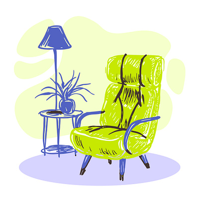 Cozy spot doodle drawing furniture interior sketch ux