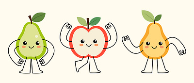 Fruity apple avatar avocado character fruit fruity logo pear