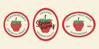 Strawberry Sticker branding fruit icon label logo packaging sticker strawberry typography