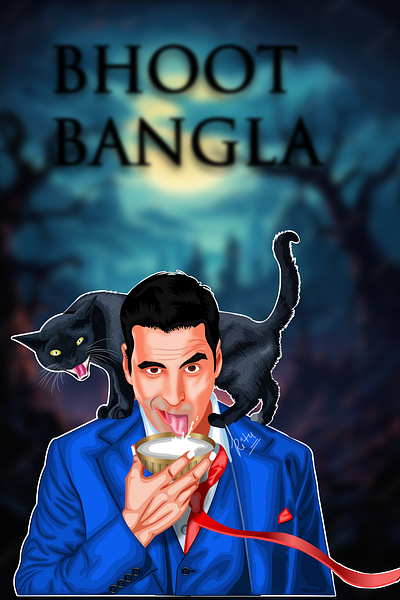 BHOOT BANGLA 2d illustrations 2d vector akshay kumar akshay kumar illustration akshay kumar vector bhoot bangla bhoot bangla poster bhoot bangla vector graphic design illustration illustrator vector