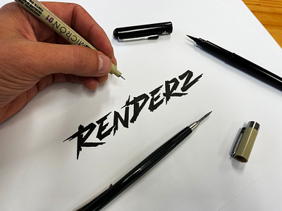 Renderz Logo Process anime calligraphy lettering logo logo design logo process manga process