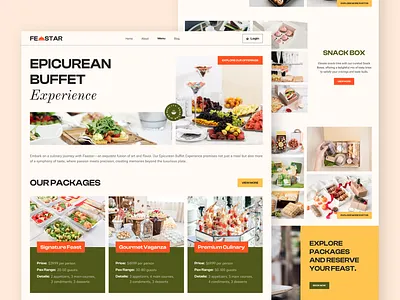 Feastar About & Menu Details – Food Catering Website UI Figma catering service catering website digital menu figma template food branding food business food catering food delivery menu design responsiveui restaurant website ui inspiration ui showcase ui trends uiux design ux design web design website template