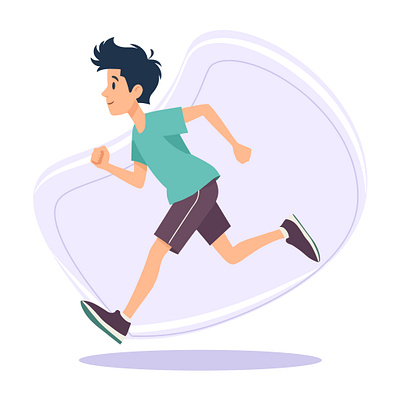 Running Illustration avatar boy character male run running typography