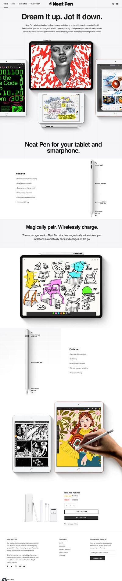 iPad Pen - Landing Page branding dropshipping illustration landing page shopify typography web web design webdesign website