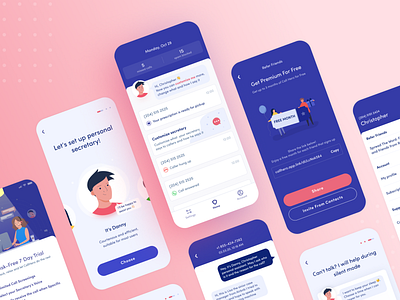 Personal assistant application app app design applicaiton application application design application ui assistant chat design home screen mobile onboarding personal assistant premium profile screens secretary ui ux
