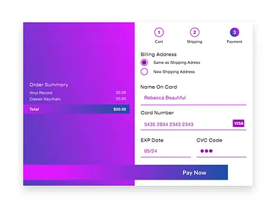 Daily UI 002 - Credit Card Checkout 100daysofui checkout form daily 100 challenge daily ui dailyui design payment form payment method ui userexperience web