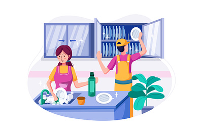 Cleaning service Illustration concept apartment bottle brush clean cleaner cleanser closeup dirt glove gloves home house illustration office room service supplies tidy tool vector