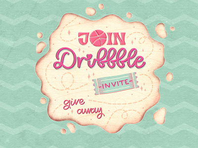 Dribbble invite 100daychallenge adobe photoshop colorful dribbble invitation dribbble invite handdrawn handlettering illustration lettering lettering art retro textures type art typography