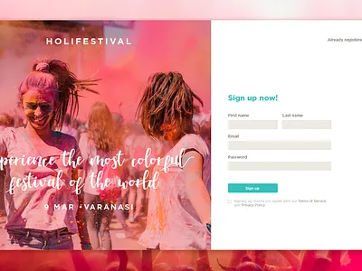 UI Daily 001 festival holi signup ui