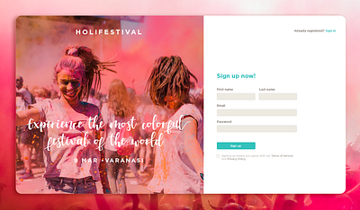 UI Daily 001 festival holi signup ui