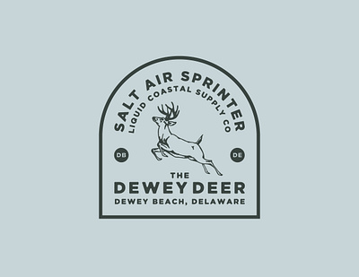 Dewey Deer Retro Badge Design animal animal logo badge badge logo badgedesign blue brand identity branding coastal deer deer logo delaware design illustration logo retro surf t shirt design vector vintage