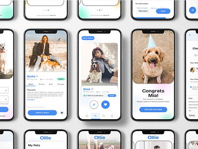 Ollie Application Case Study app design application case study dog walking figma graphic design mobile application design mobile design modern product design prototype research swipe search ui user friendly user interface ux design