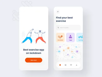 Exercise App 🏋🏻 2020 trend app app design application color cycling exercise fitness app gym gym app health illustration minimal mobile mobile app product design ui user interface ux workout