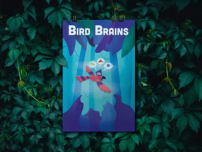 Bird Brains Poster Illustration and Mockup illustration minimal parrot pop art