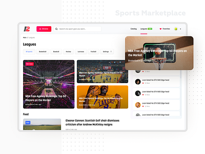 Round 2 v2 0 Leagues blog content design ecommerce flat interface light listing marketplace minimal news sport tiles ui ux video web webdesign