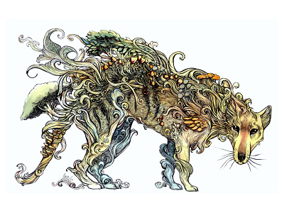 Thylacine - A Phantom in the Wilderness animal art environment extinction illustration ink inking lineart linework nature nature illustration thylacine traditional art traditional illustration watercolor watercolors