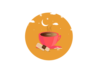 Cup of Coffee with Eid Biscuits 2d art art biscuit creative design drawing flat illustration vector