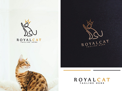 Royal Cat animal brand cat creative creative logo crown emblem favicon icon identity logo logotype minimalist minimalist logo modern pet pussy pussycat royal unique