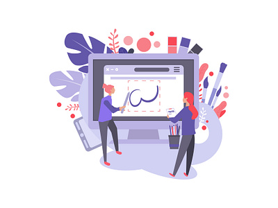 Presentation of the design process. branding design design art flat illustration presentation presentation design preview ui vector web women