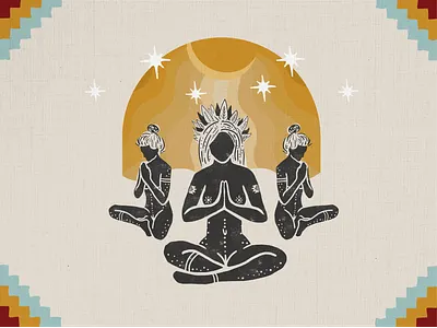 Spiritual Women boho canvas colorful feminine flower crown flowers geometric hands illustration lotus pray spirit spirits spiritual stamp stars sun texture women yoga