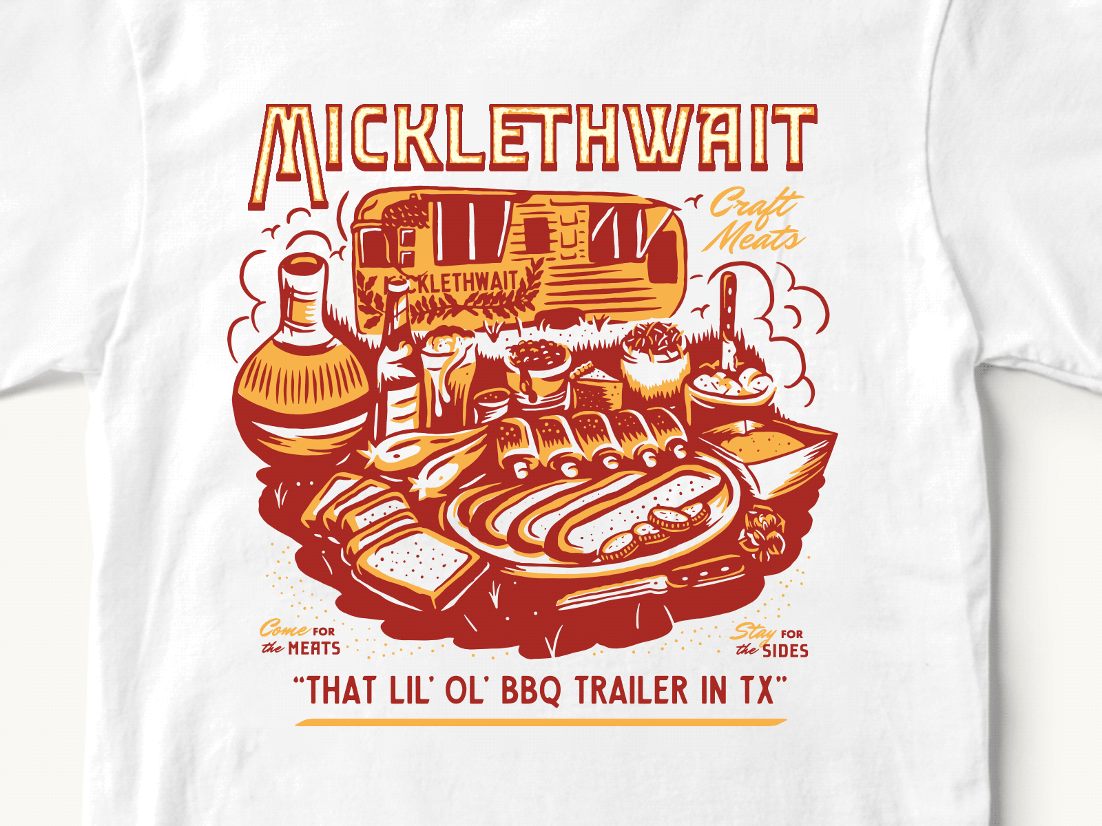 Micklethwait Craft Meats x Merch Aid austin tx barbecue bbq brisket craft meats illustration merch aid mickelthwait ribs sausage tres hombres zz top